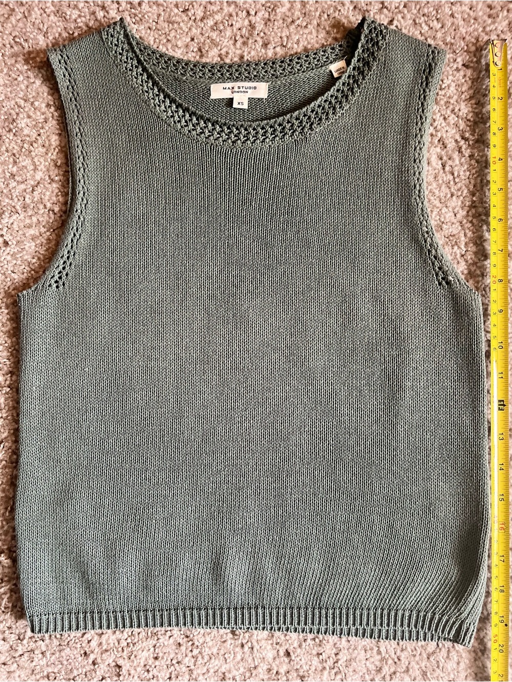 Max Studio Sleeveless Knit V-Neck Top in Sage Green